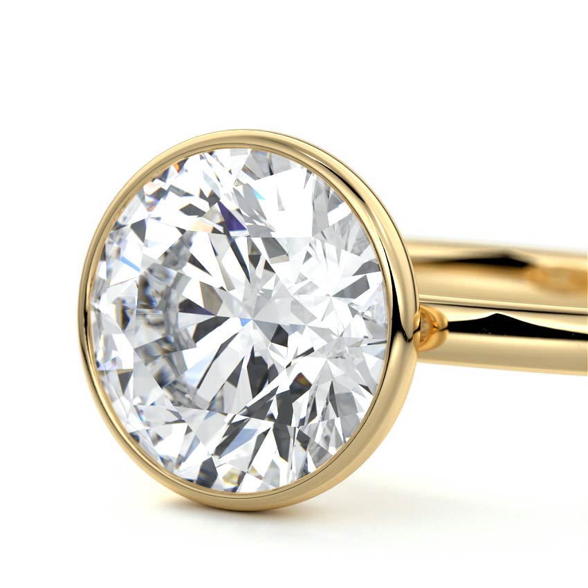 1.0 Carats Lab Grown Diamond Round Shape F-VS1 Bezel Solitaire Engagement Ring