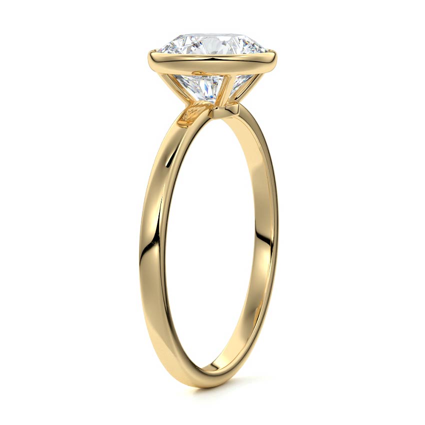 1.0 Carats Lab Grown Diamond Round Shape F-VS1 Bezel Solitaire Engagement Ring
