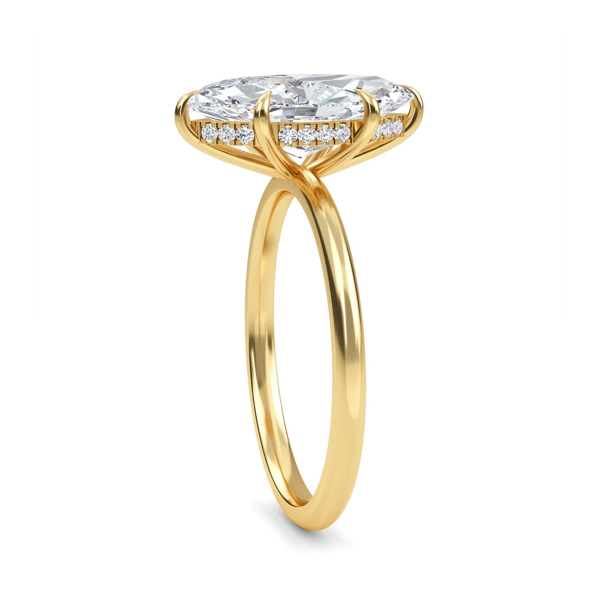 2.70 Carats Marquise Shape Moissanite Hidden Halo Engagement Ring