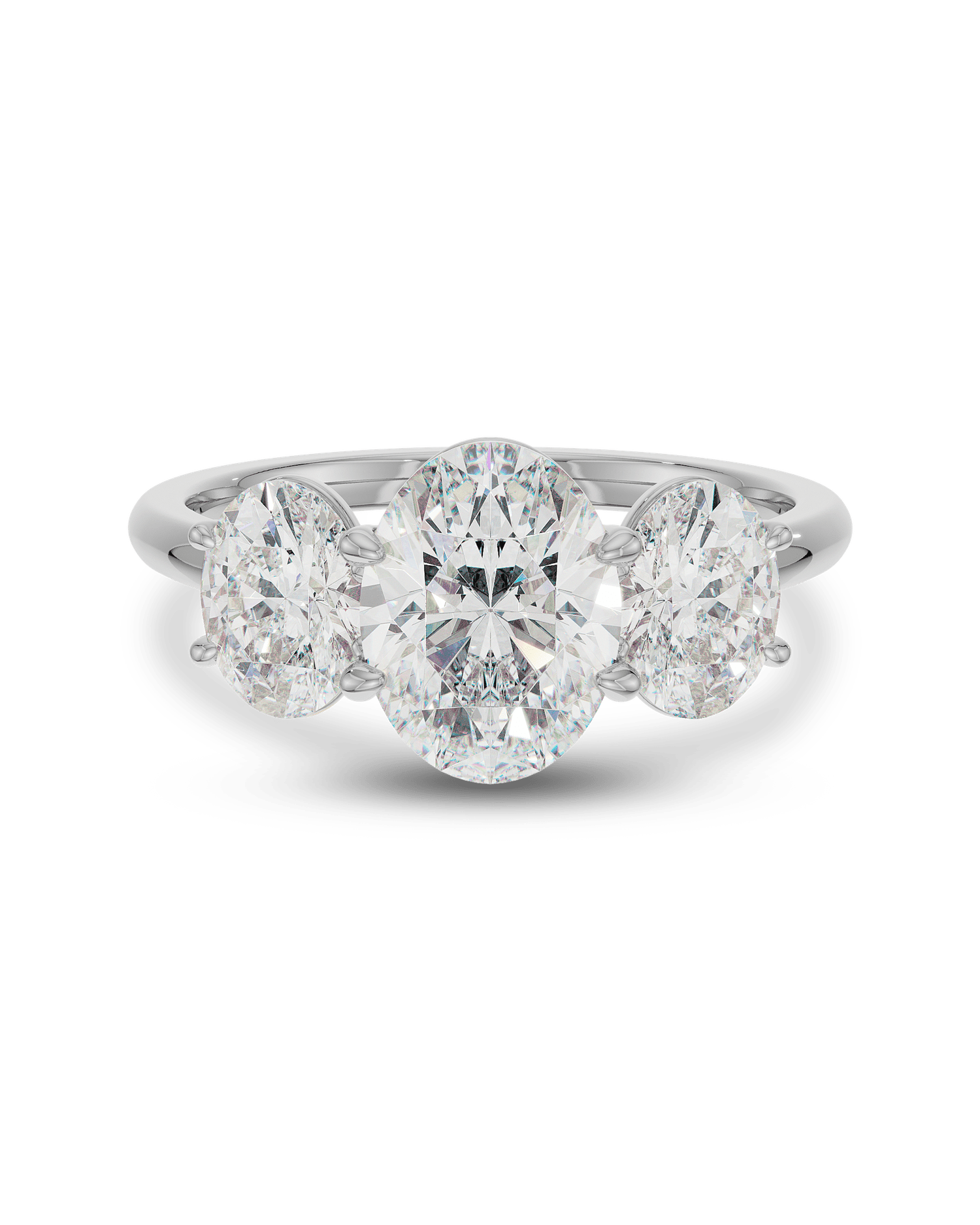 1.30 Carats Oval Shape Moissanite Three Stone Engagement Ring