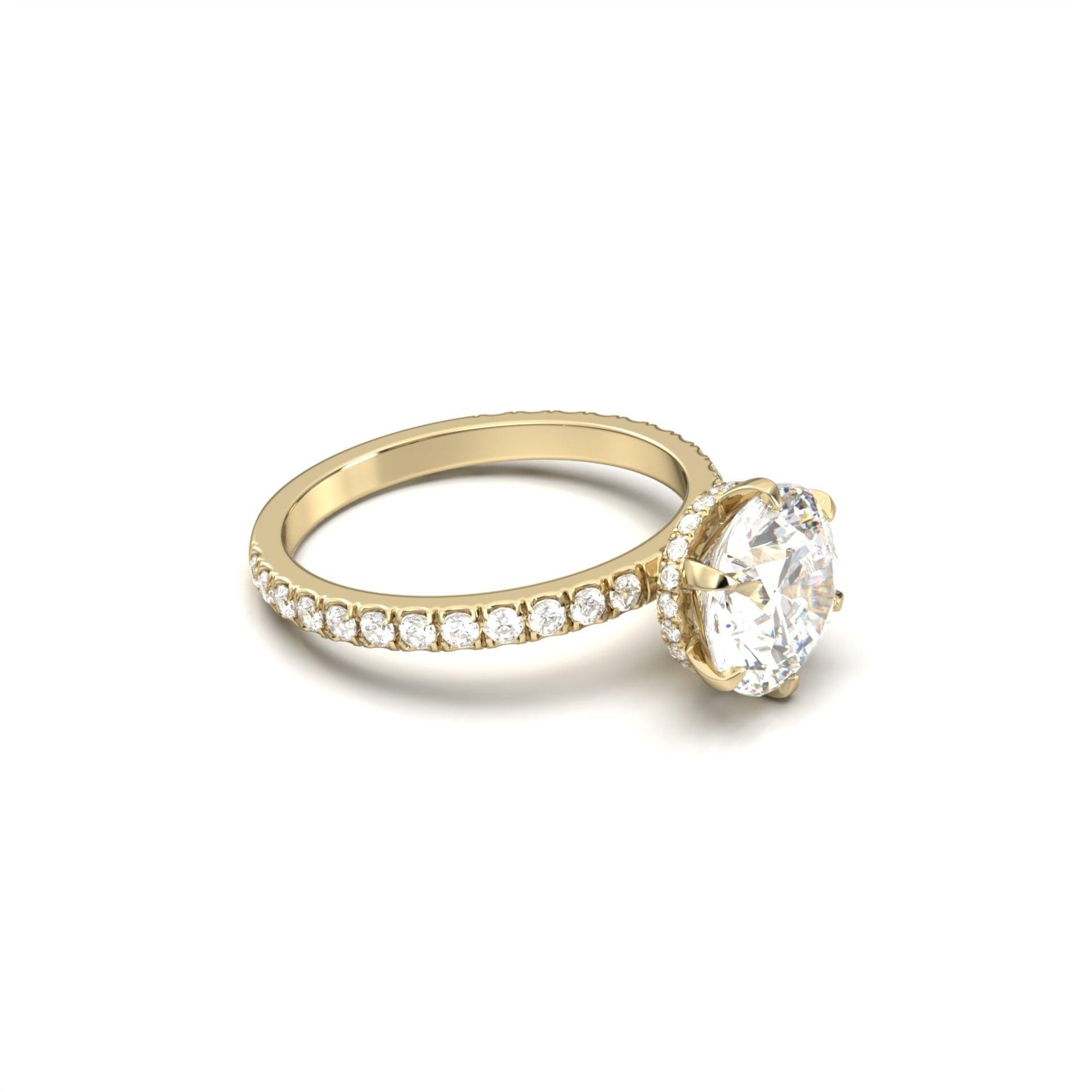 1.0 Carats Round Shape Moissanite Hidden & Halo Engagement Ring