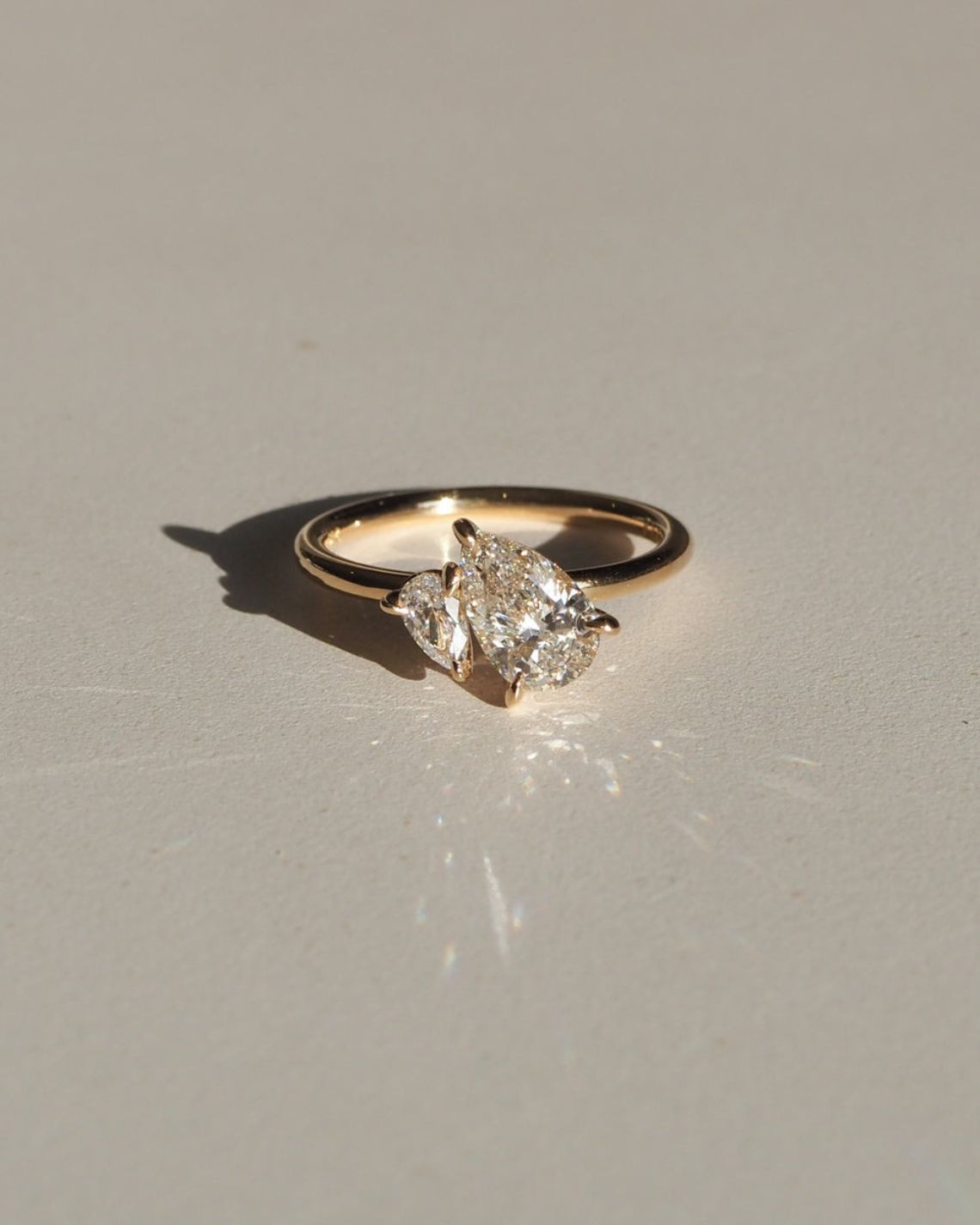 1.5 CT Pear G/VS1 CVD Diamond Two Stone Engagement Ring