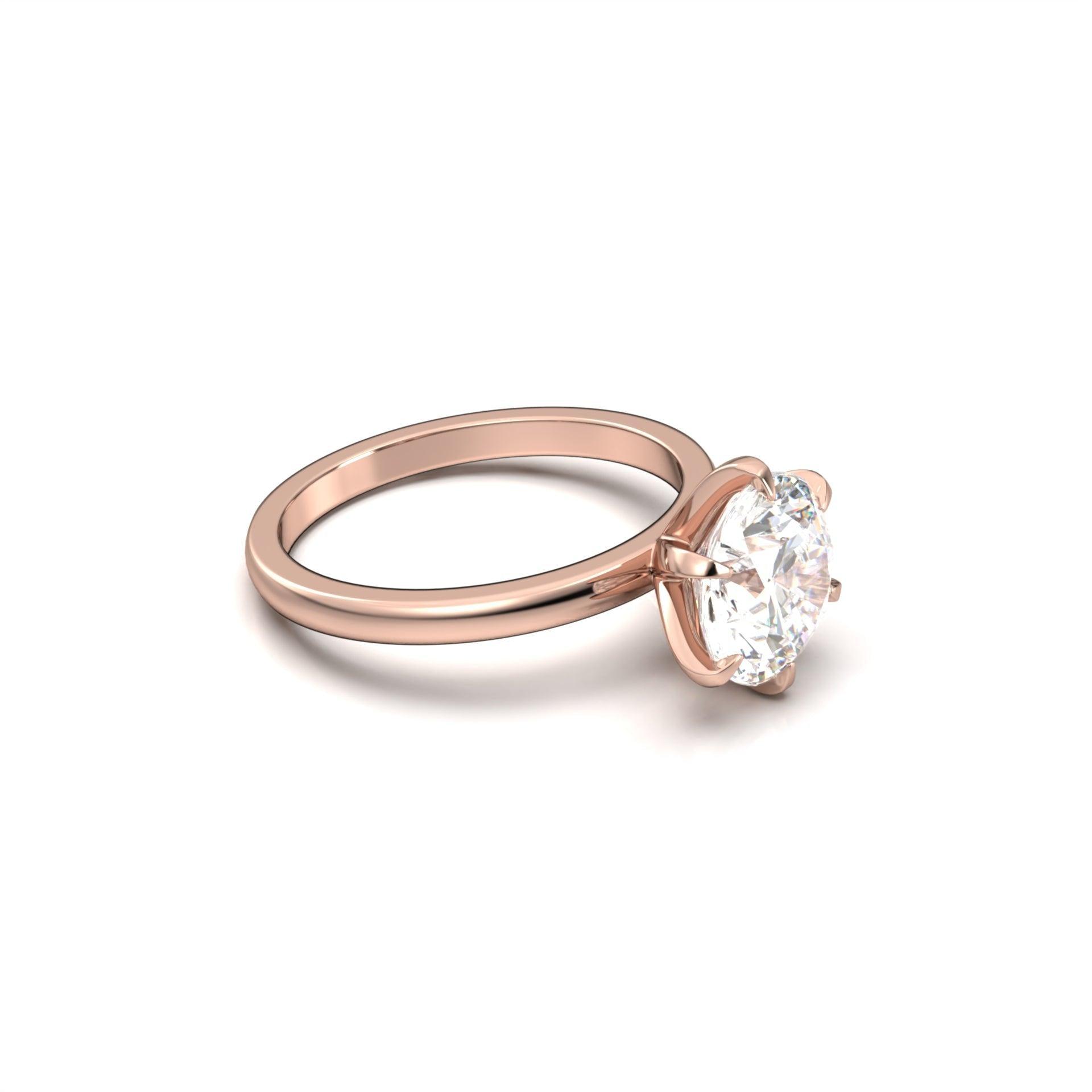 3.0 Carats Round Shape Moissanite Solitaire Engagement Ring