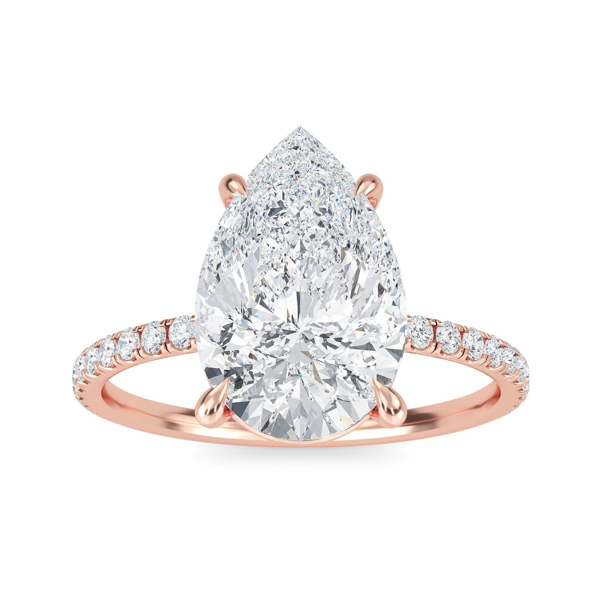 3.30 Carats Pear Shape Moissanite Pave Engagement Ring
