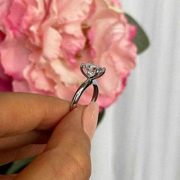 1.75 Carats Radiant Shape Moissanite Solitaire Engagement Ring