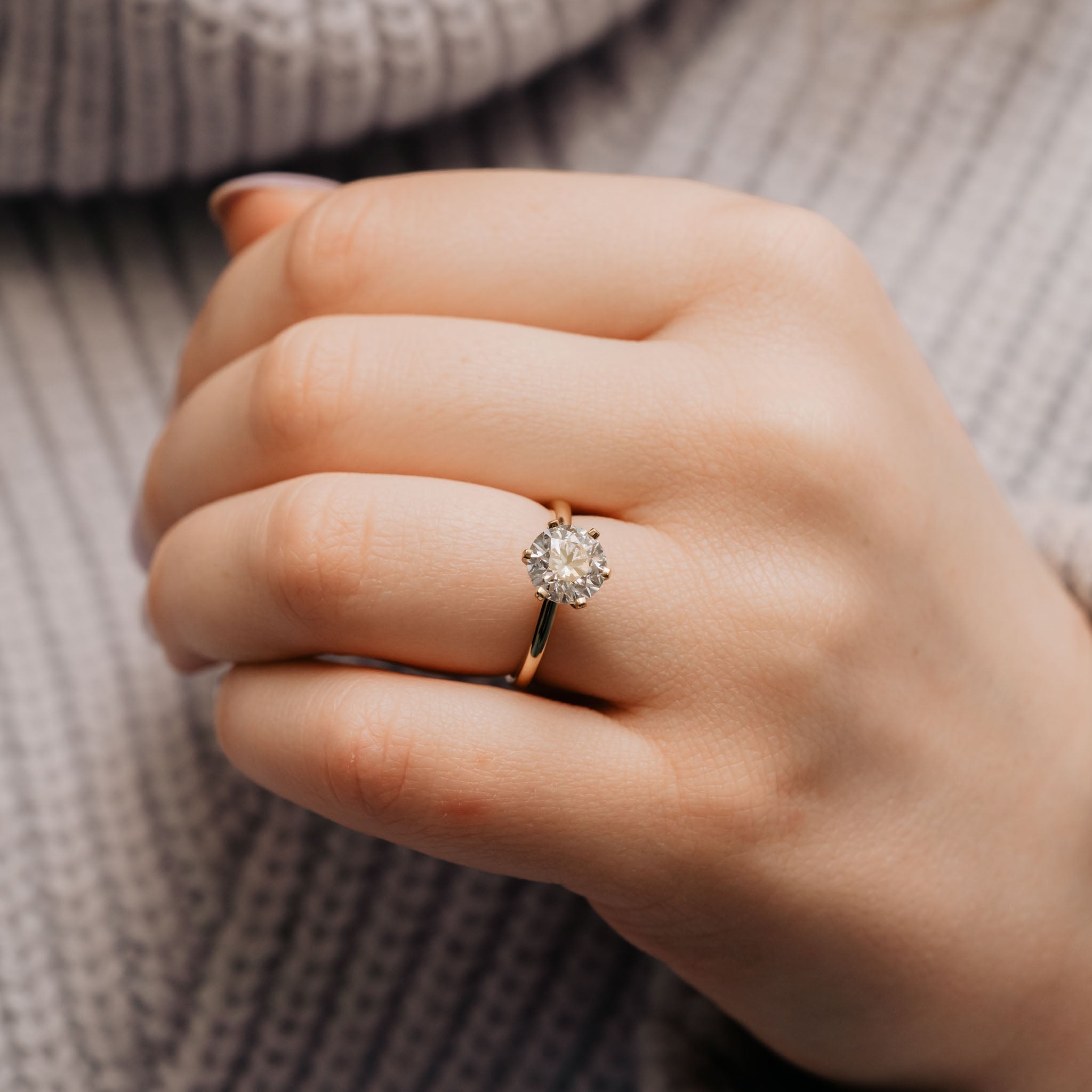 1.25 Carats Round Shape Moissanite Solitaire Engagement Ring