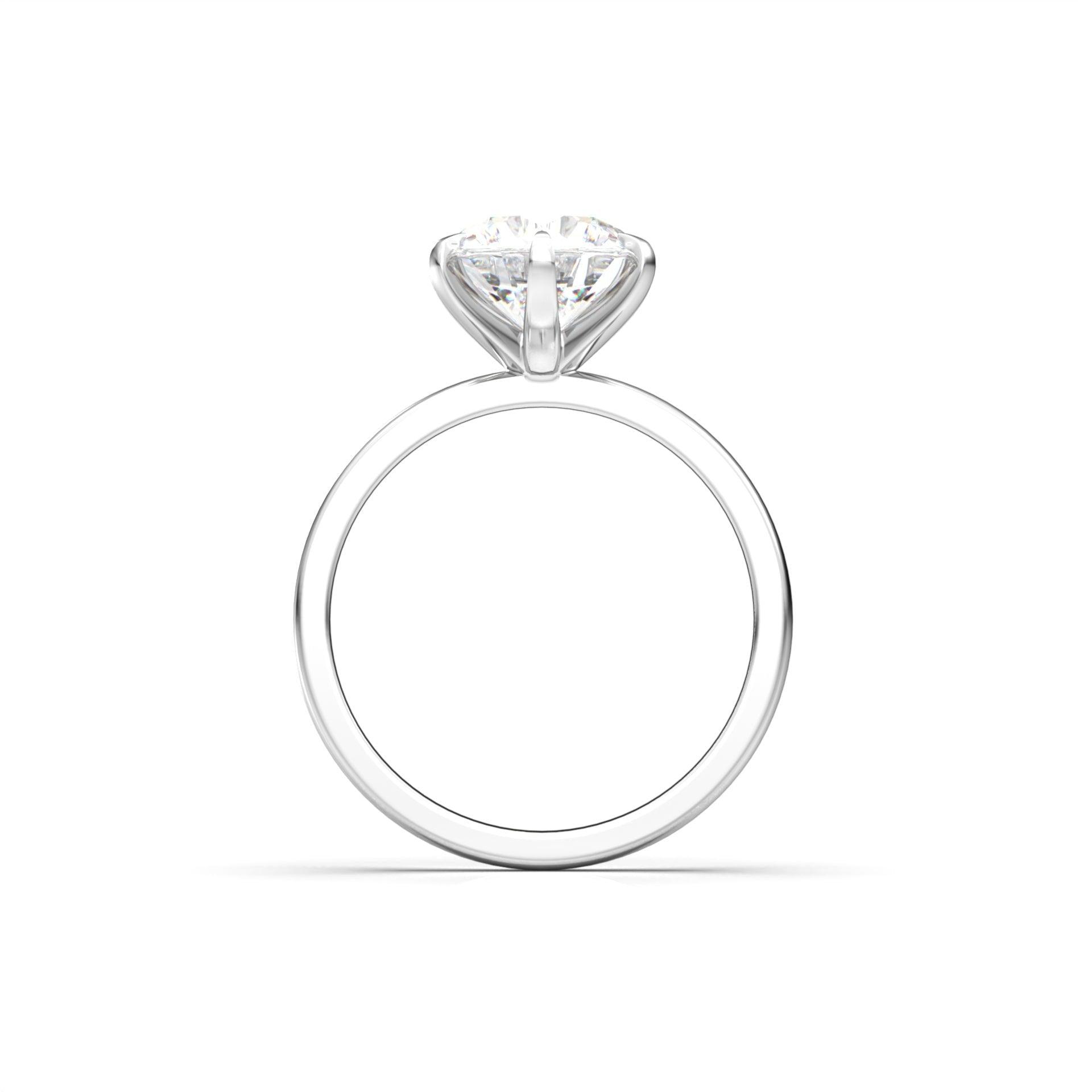 3.0 Carats Round Shape Moissanite Solitaire Engagement Ring