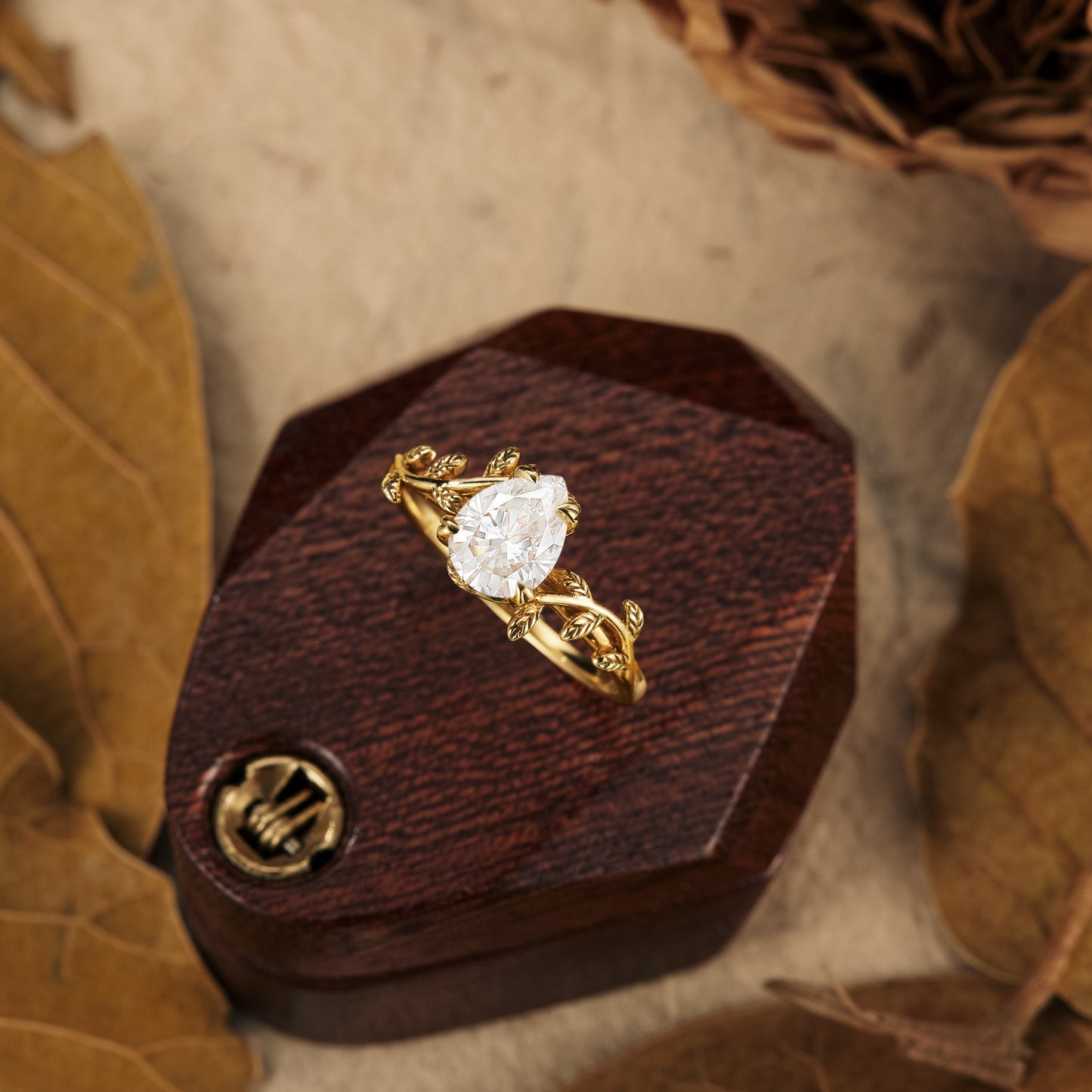 1.25 Carat Lab Grown Diamond Pear Shape E-VS1 Vintage Engagement Ring