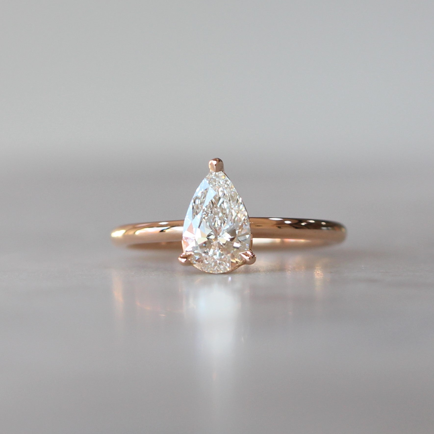 1.01 Carats Pear Moissanite Solitaire Engagement Ring