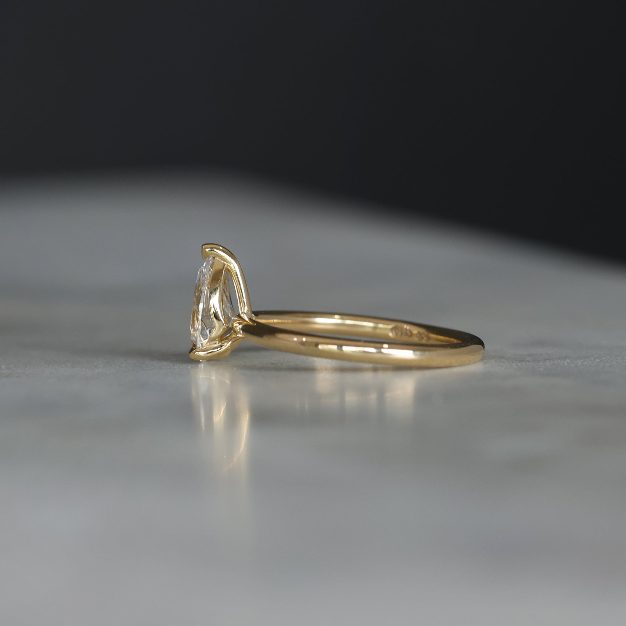 1.0 Carats Pear Shape Moissanite Solitaire Engagement Ring