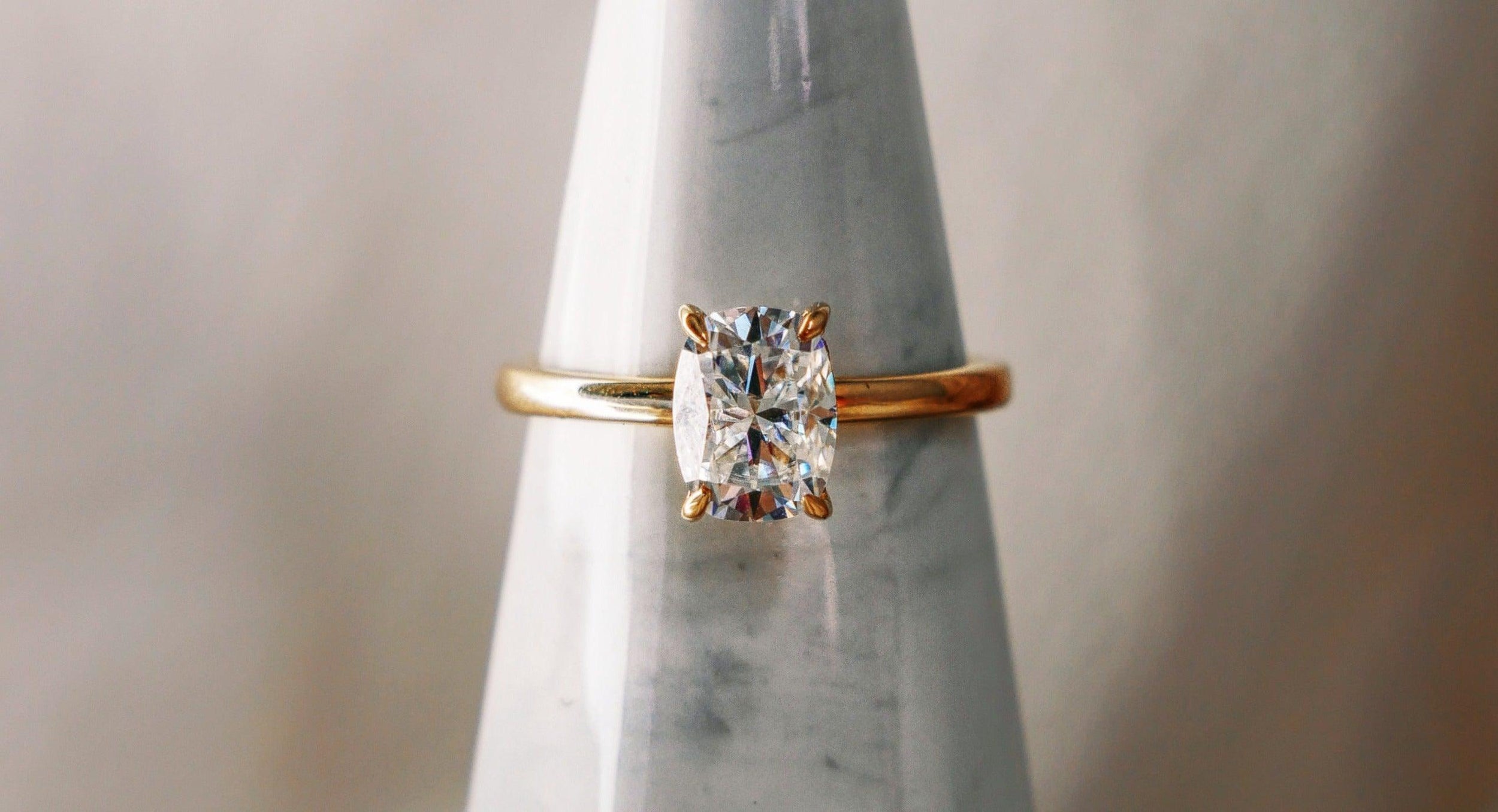 1.25 Carats Elongated Cushion Shape Moissanite Hidden Halo Engagement Ring