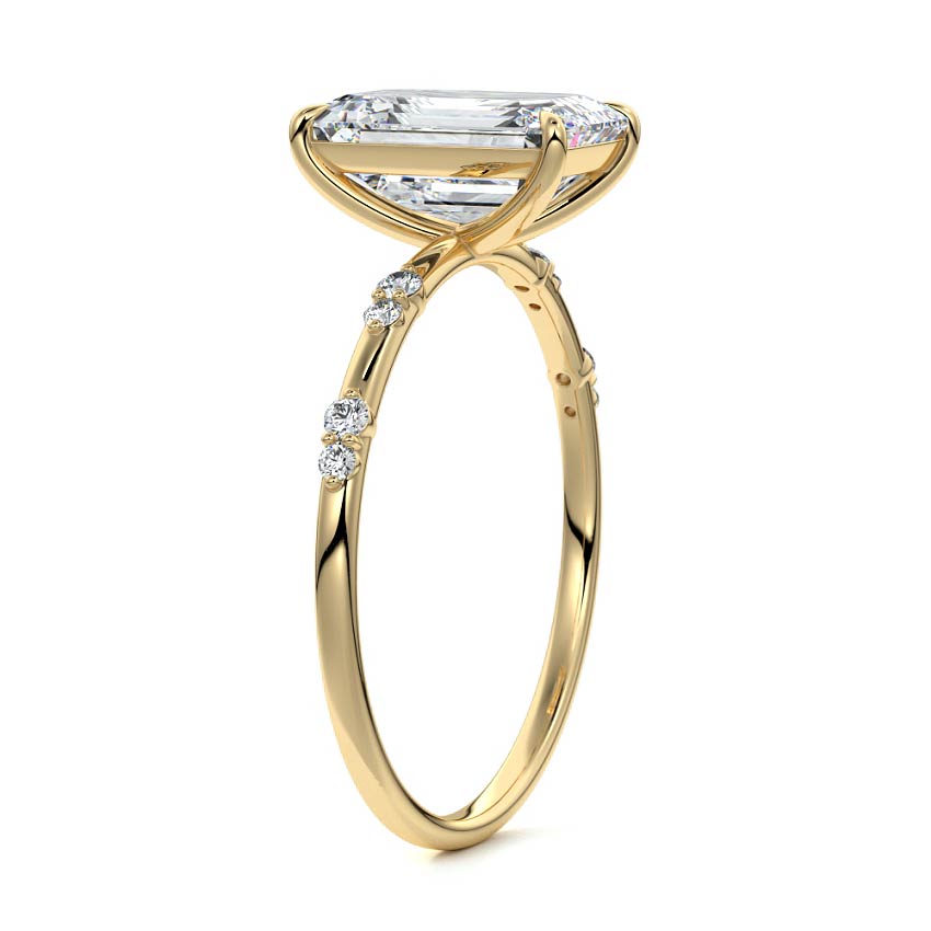 4.0 Carats Lab Grown Diamond Emerald Shape E-VS1 Dainty Pave Engagement Ring