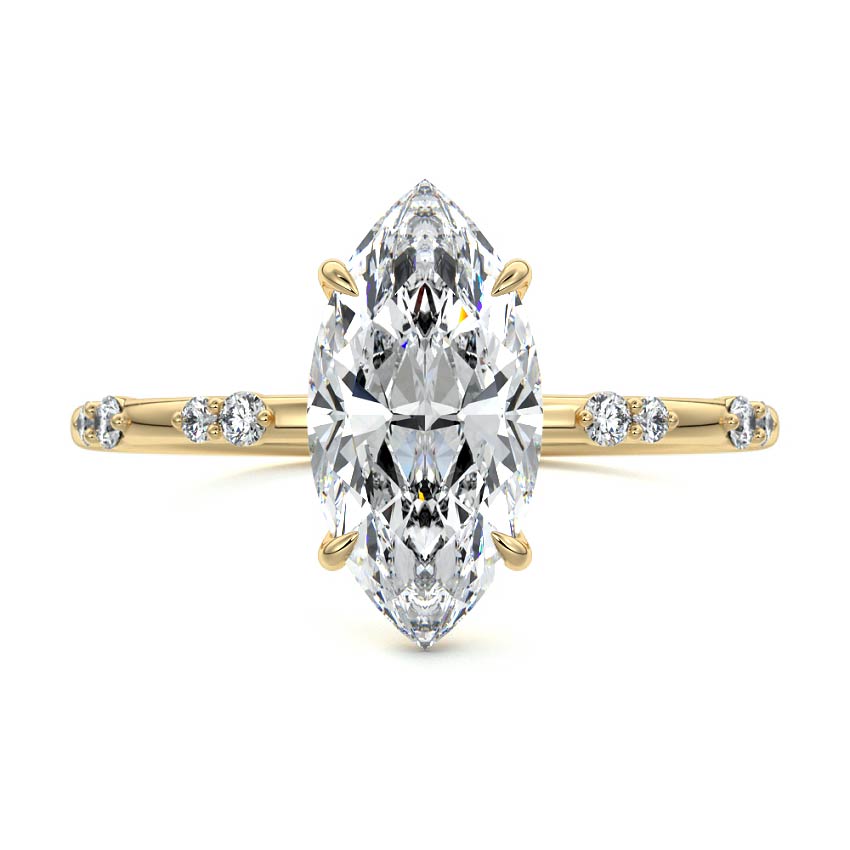 4.0 Carats Lab Grown Diamond Marquise Shape E-VS1 Dainty Pave Engagement Ring