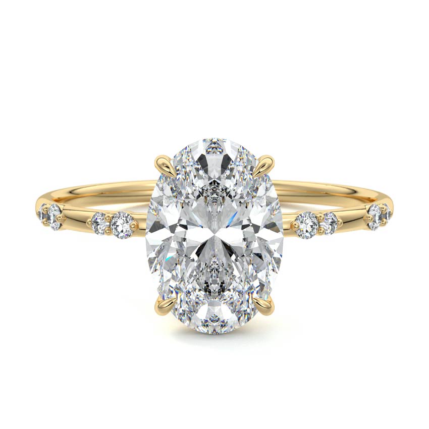 3.50 Carats Lab Grown Diamond Oval Shape E-VS1 Pave Engagement Ring
