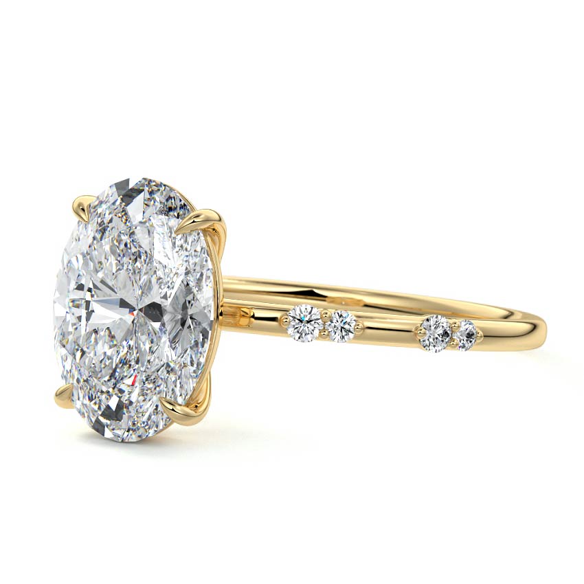 3.50 Carats Lab Grown Diamond Oval Shape E-VS1 Pave Engagement Ring