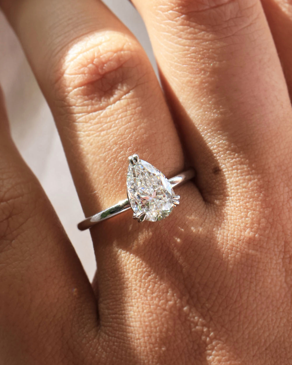 1.50 Carats Pear Shape Moissanite Solitaire Engagement Ring