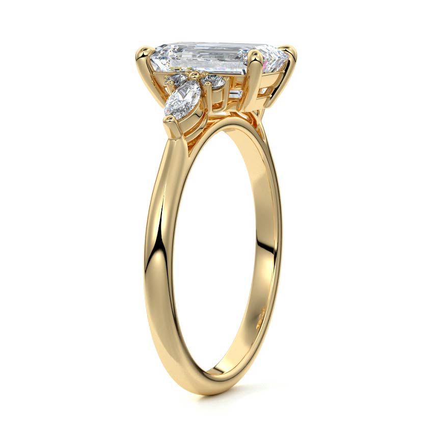 3.50 Carats Lab Grown Diamond Emerald Shape E-VS1 Cluster Engagement Ring