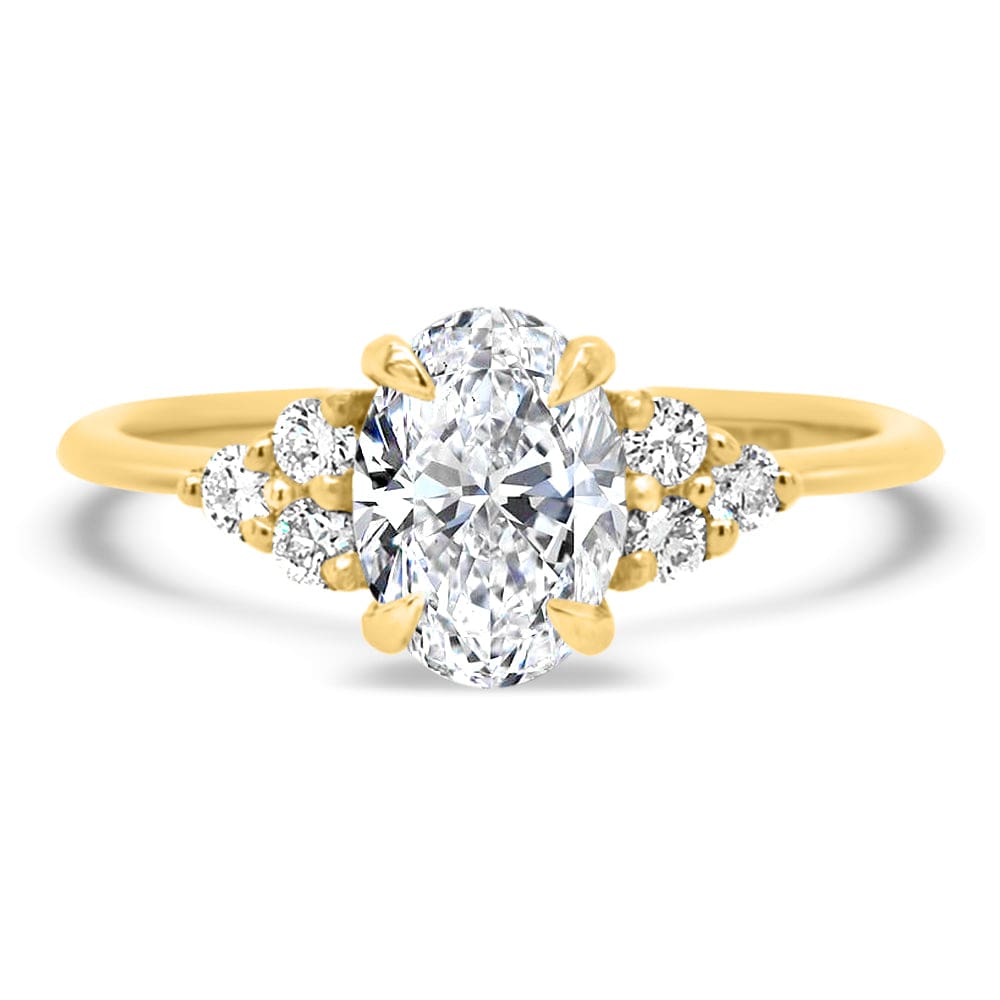 1.0 Carats Oval Shape Moissanite Cluster Engagement Ring