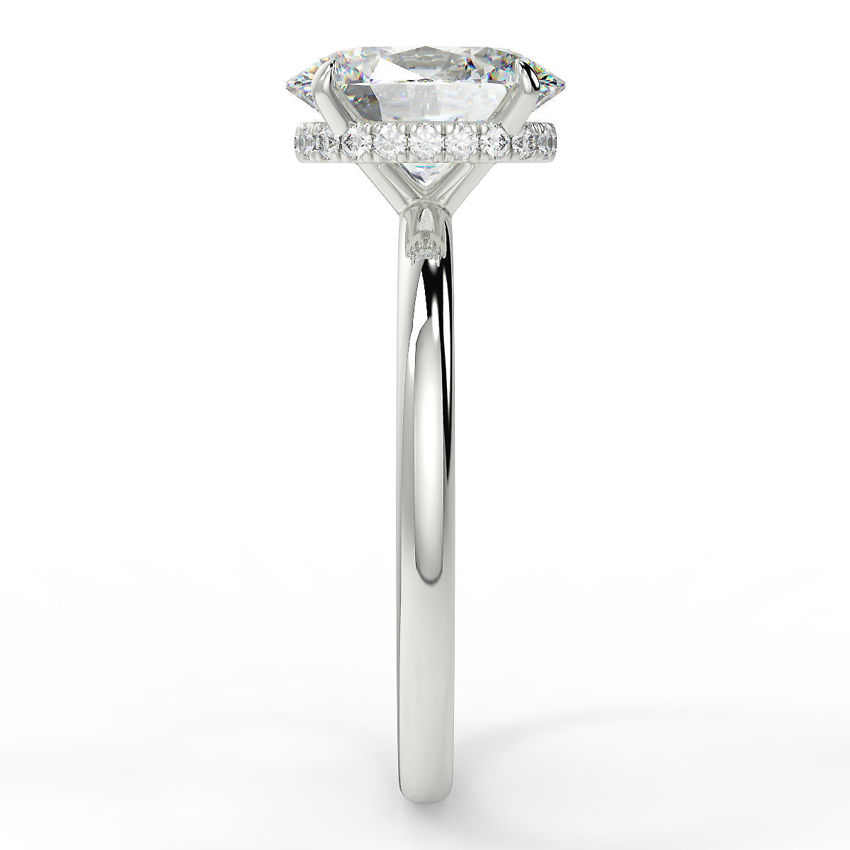 2.50 Carats Oval Shape Moissanite Hidden Halo Engagement Ring