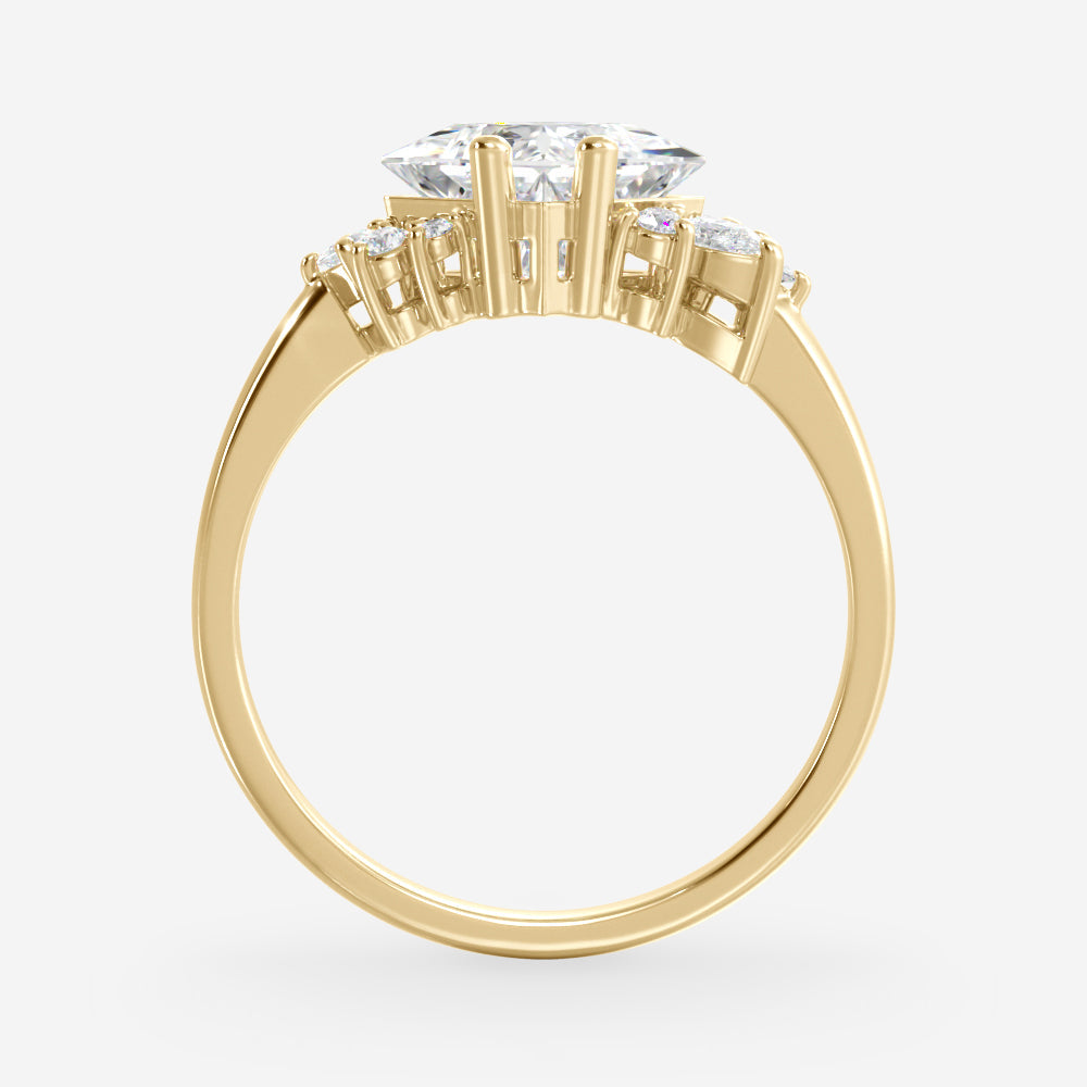 1.50 Carats Princess Shape Moissanite Cluster Engagement Ring