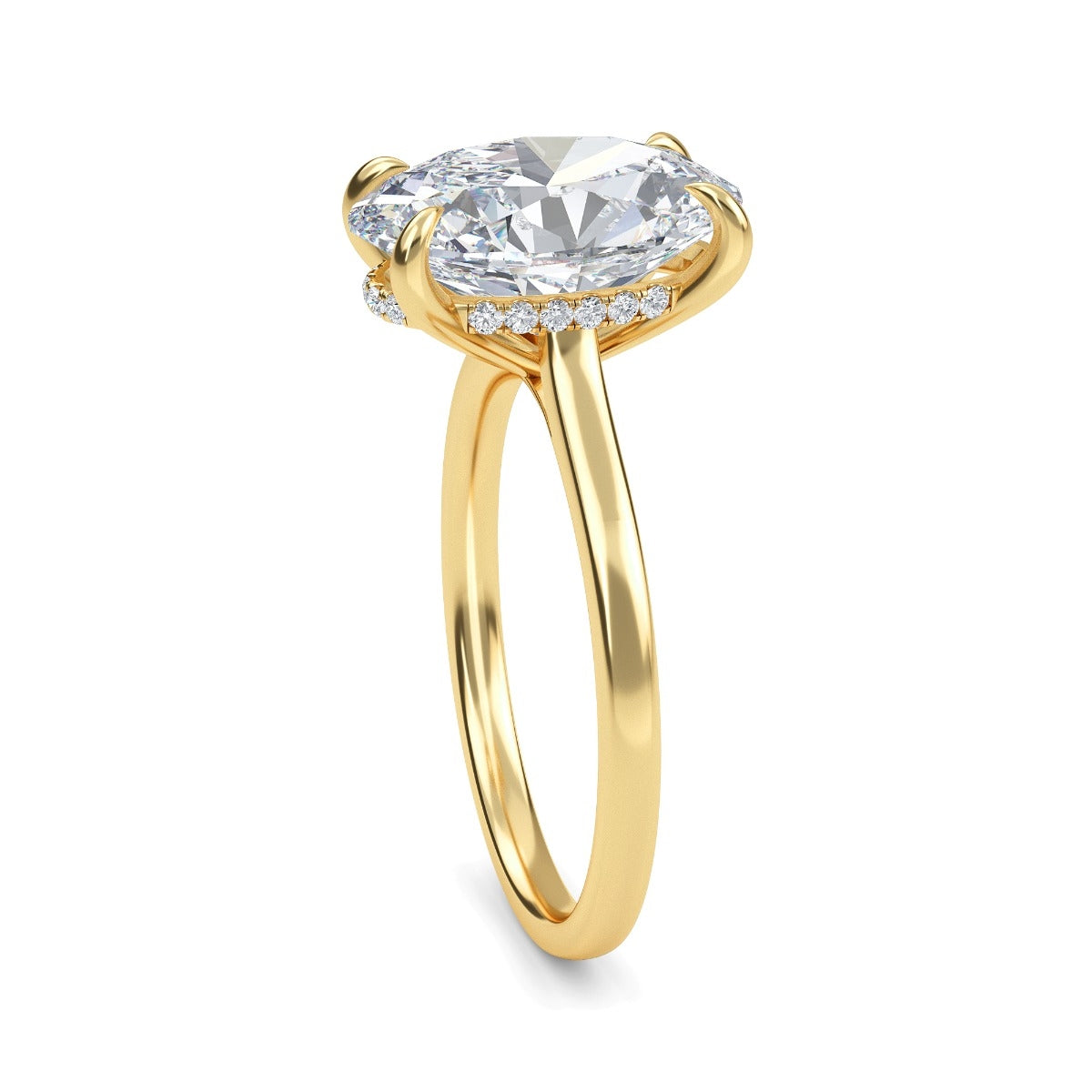 3.50 Carats Oval Shape Moissanite Hidden Halo Engagement Ring