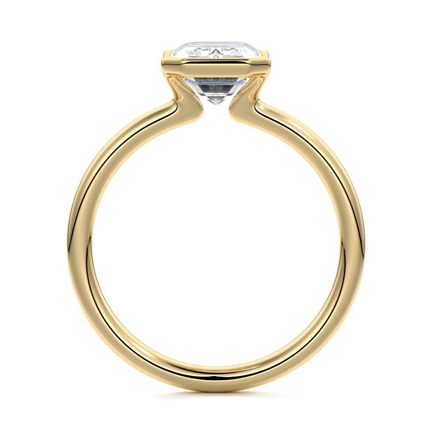 3.50 Carats Lab Grown Diamond Emerald Shape E-VS1 Half Bezel Engagement Ring