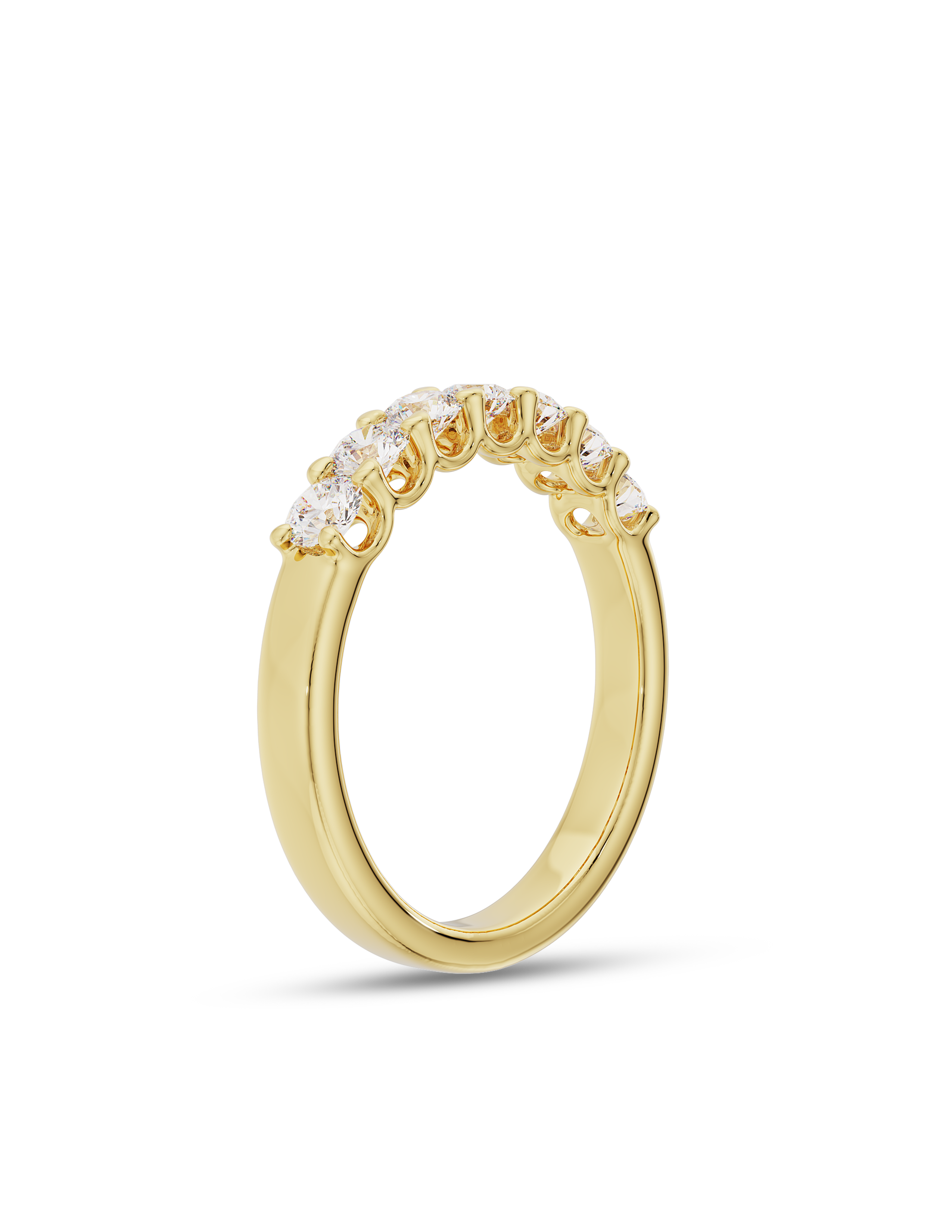 0.25 Carats Moissanite Round Shape U Shaped Wedding Band