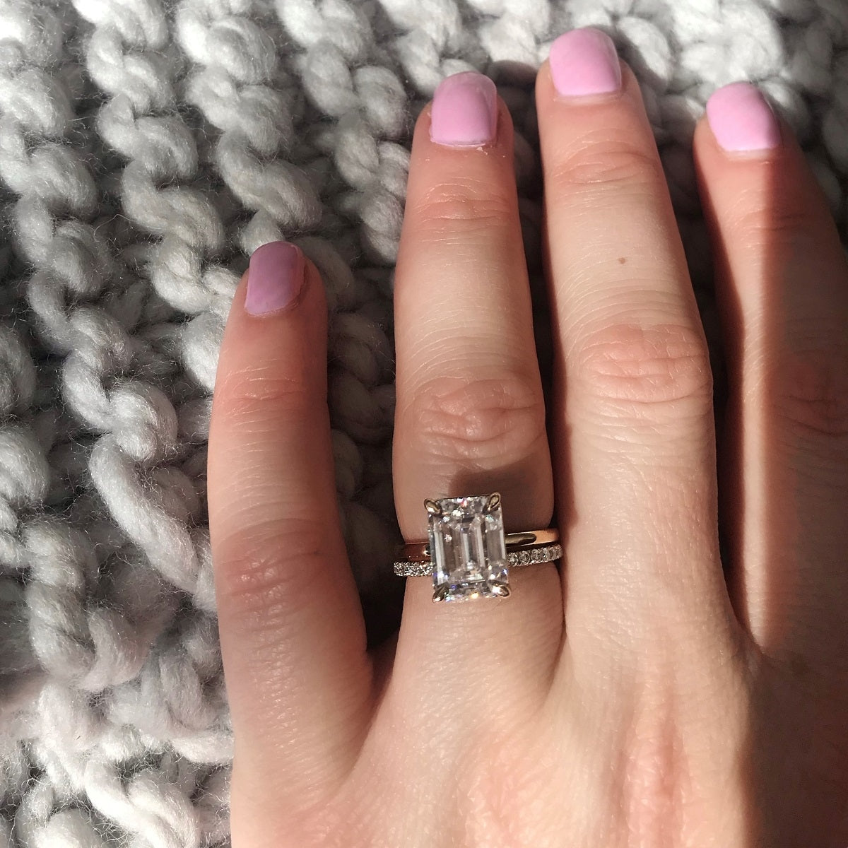 3.70 Carats Emerald Shape Moissanite Solitaire Engagement Ring