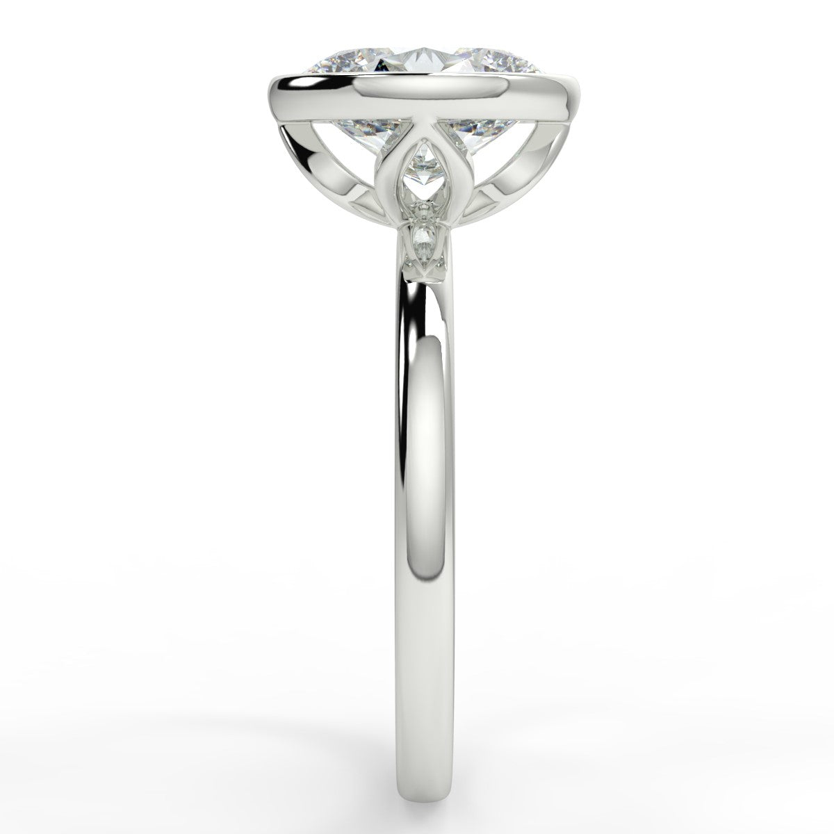 2.30 Carats Oval Shape Moissanite Bezel Solitaire Engagement Ring