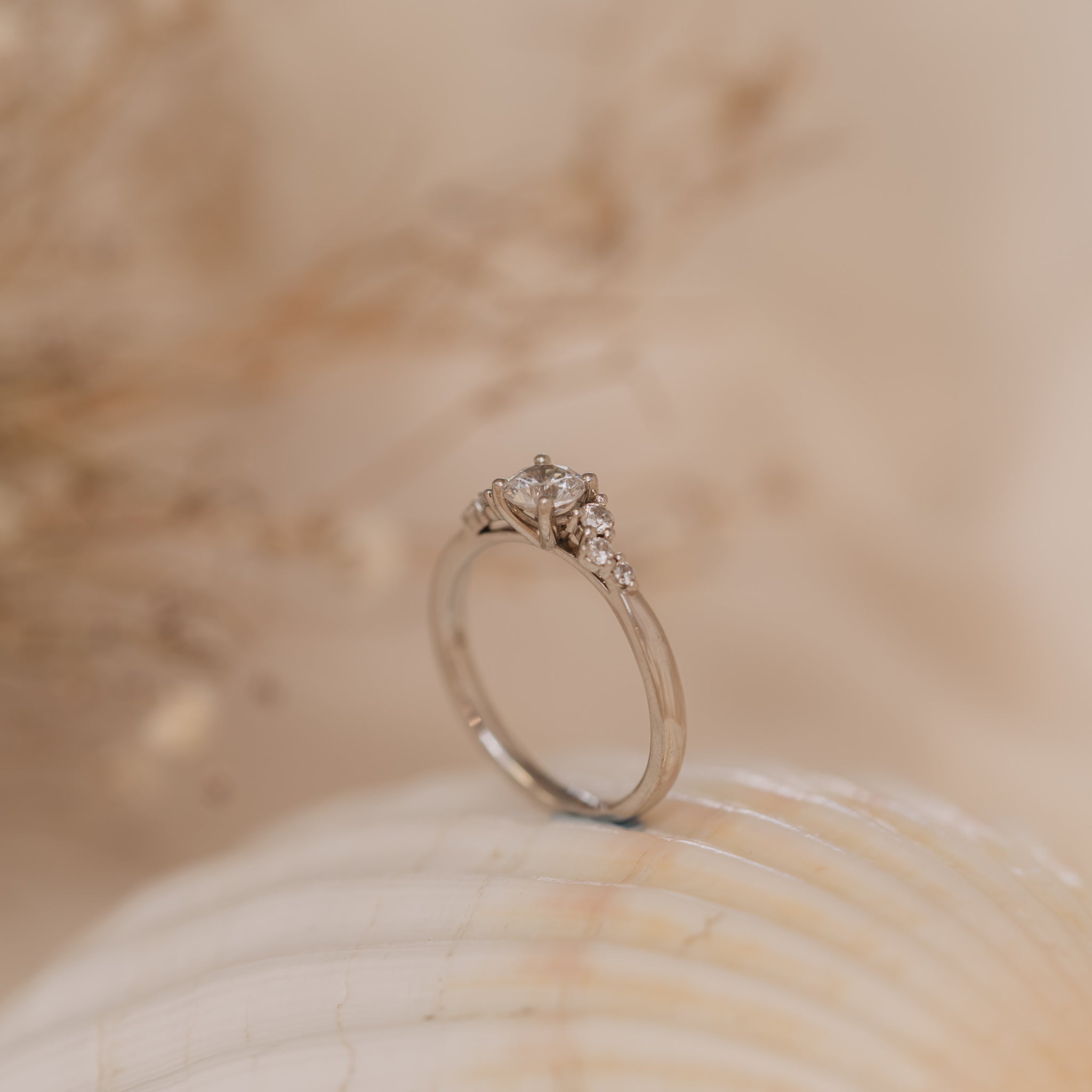 1.04 Carats Round Shape Moissanite Seven Stone Engagement Ring