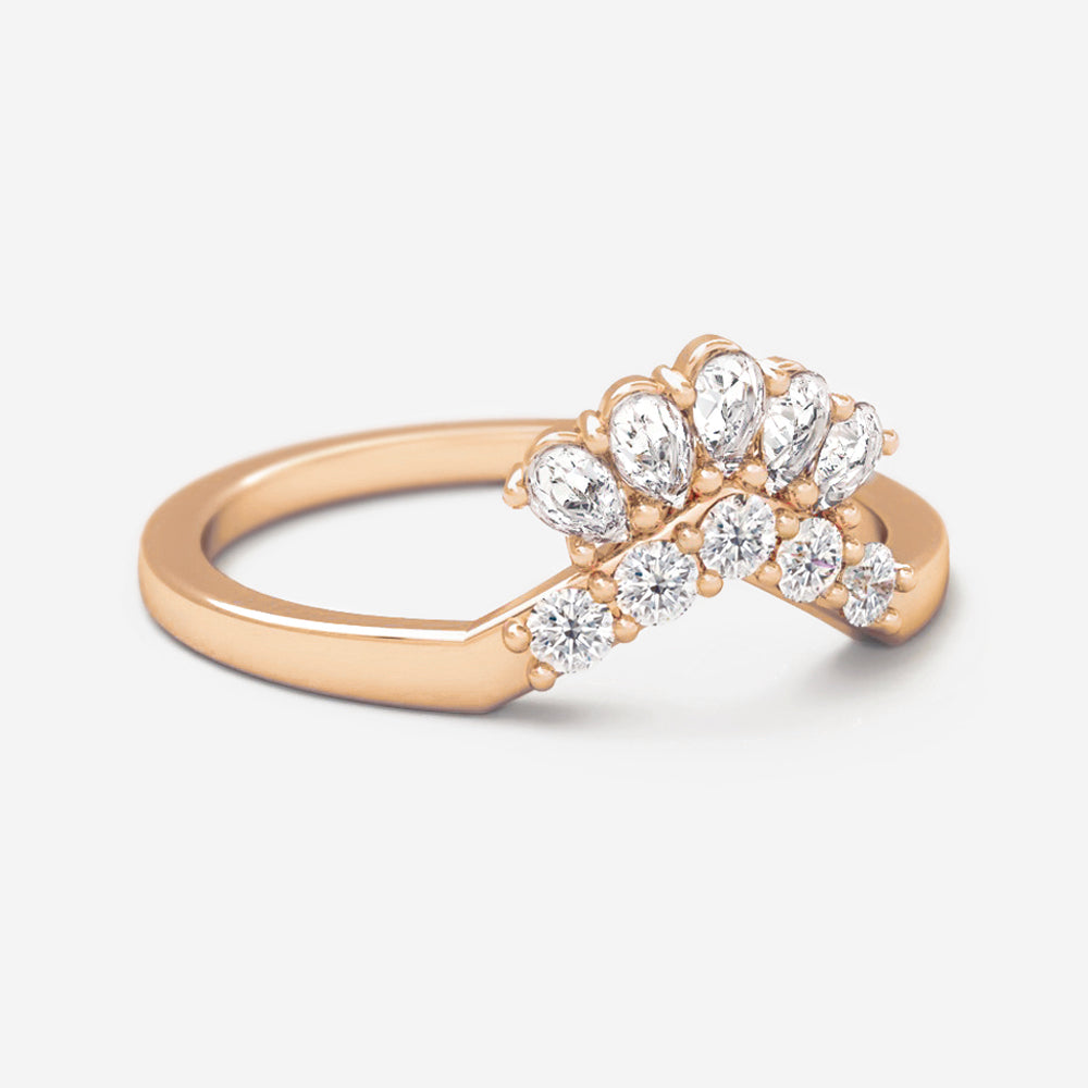 0.25 Carats Moissanite Round & Pear Shape Vintage Wedding Band