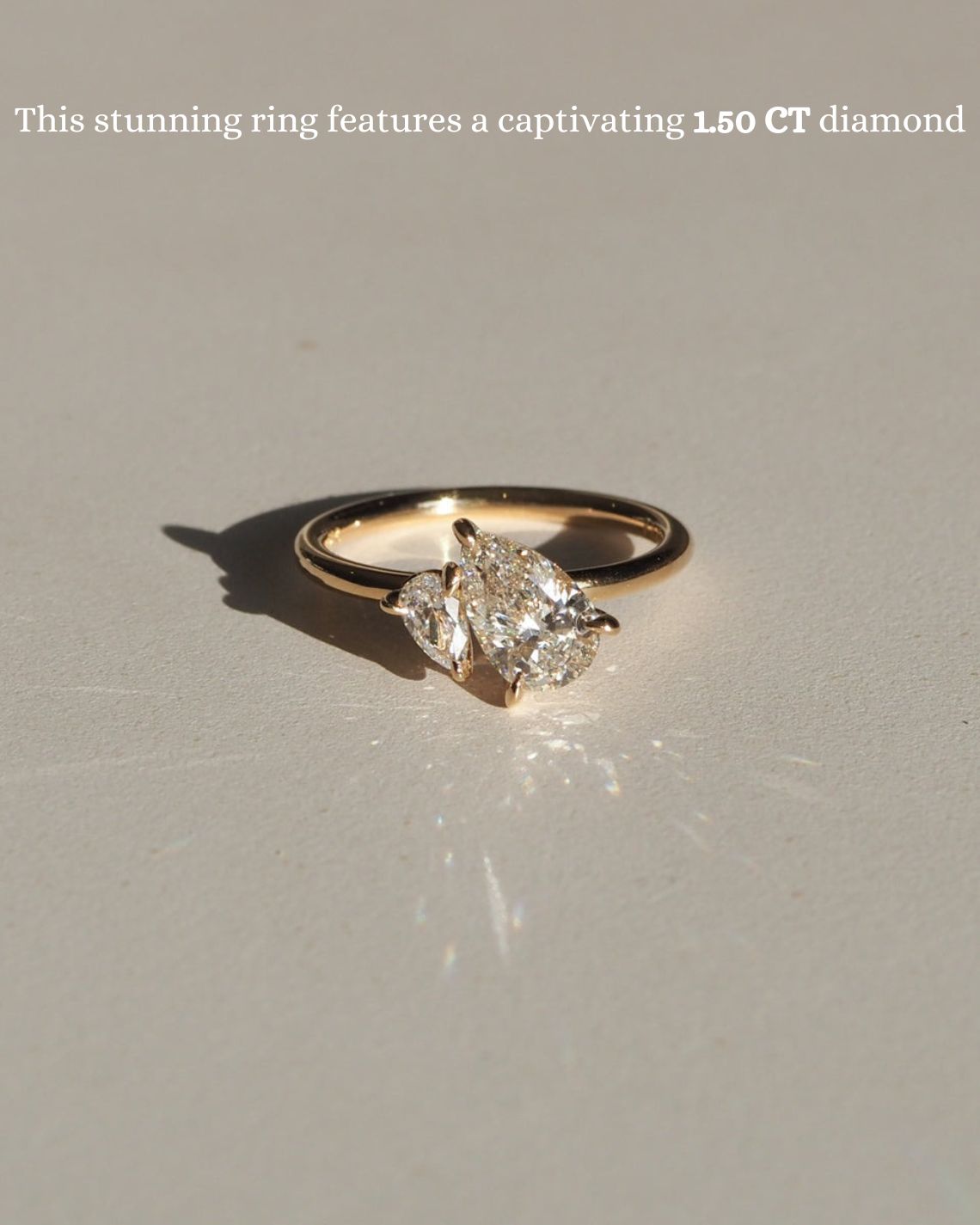 1.5 CT Pear G/VS1 CVD Diamond Two Stone Engagement Ring