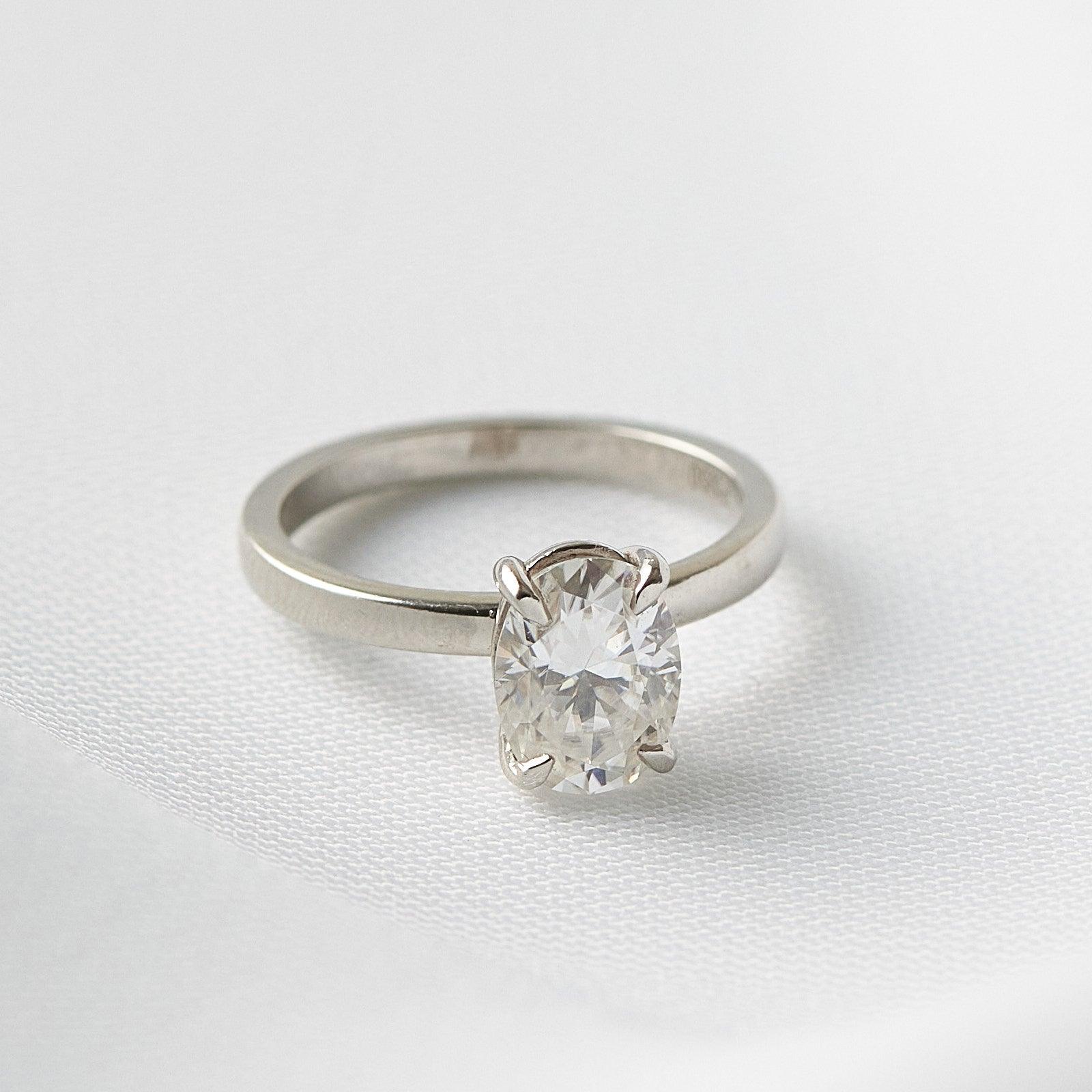 1.0 Carats Oval Shape Moissanite Solitaire Engagement Ring