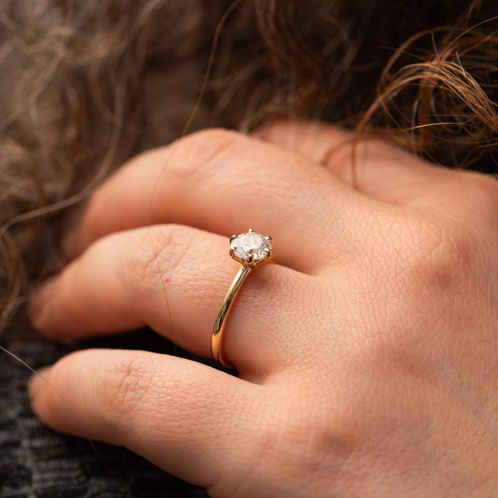 1.25 Carats Round Shape Moissanite Solitaire Engagement Ring
