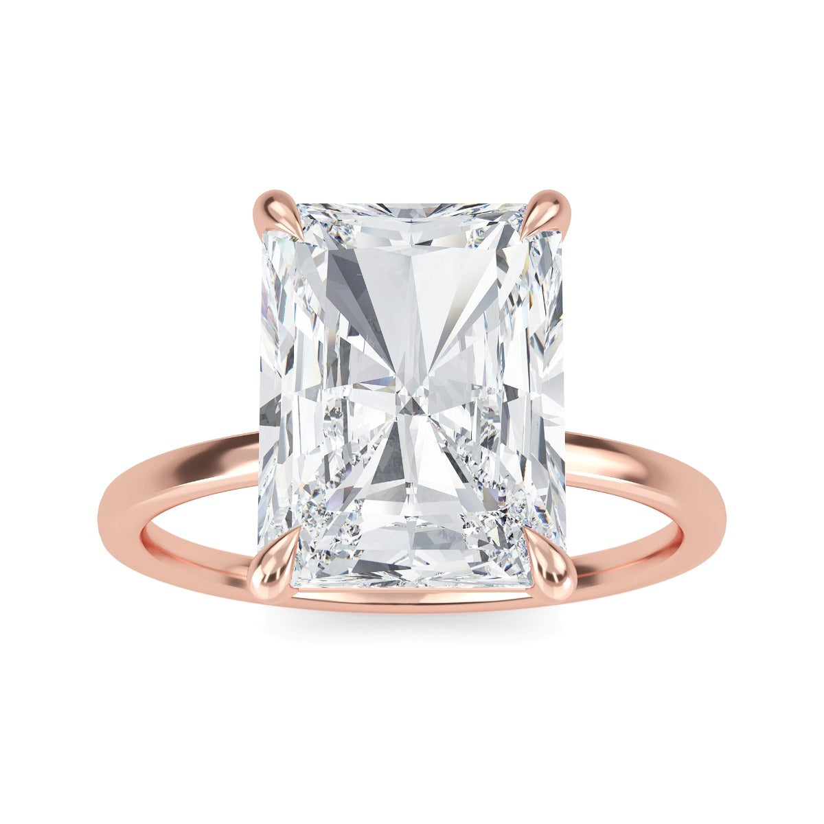 3.70 Carats Emerald Shape Moissanite Solitaire Engagement Ring