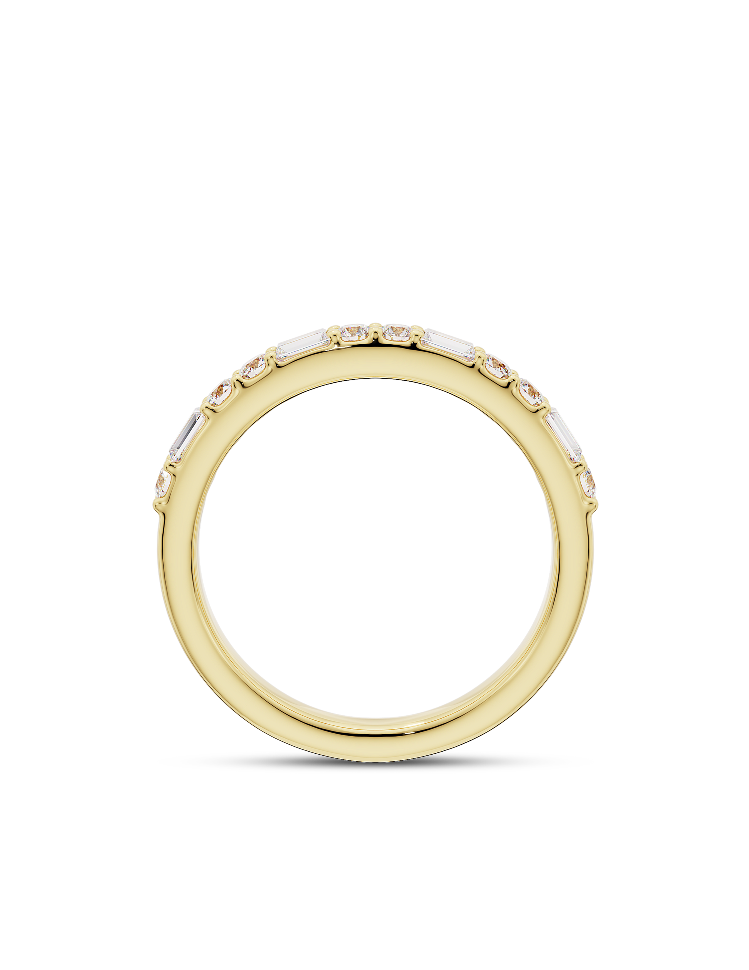 0.25 Carats Moissanite Round & Baguette Shape Half Eternity Wedding Band