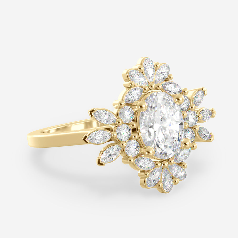 1.25 Carats Oval Shape Moissanite Vintage Engagement Ring