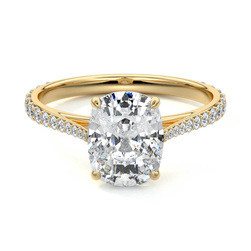 1.50 Carats Lab Grown Diamond Cushion Shape F-VS1 Pave Setting Engagement Ring