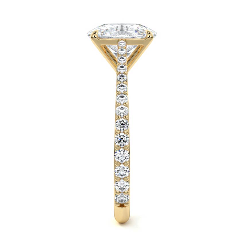 1.50 Carats Lab Grown Diamond Cushion Shape F-VS1 Pave Setting Engagement Ring