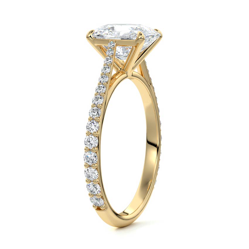 1.50 Carats Lab Grown Diamond Cushion Shape F-VS1 Pave Setting Engagement Ring