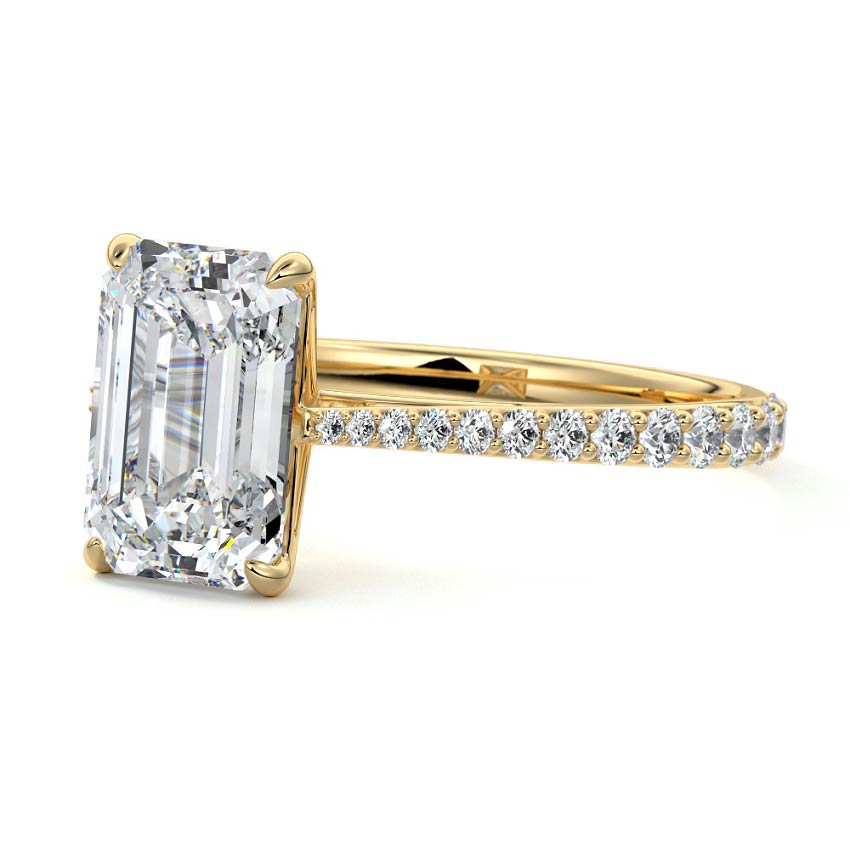 4.50 Carats Lab Grown Diamond Emerald Shape E-VS1 Pave Setting Engagement Ring