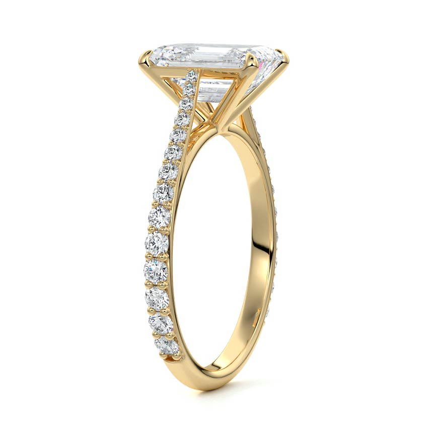 4.50 Carats Lab Grown Diamond Emerald Shape E-VS1 Pave Setting Engagement Ring
