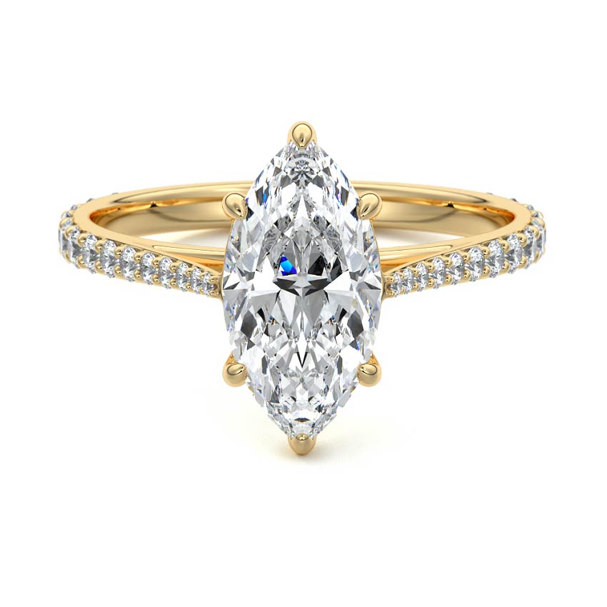 3.50 Carats Lab Grown Diamond Marquise Shape E-VS1 Pave Engagement Ring