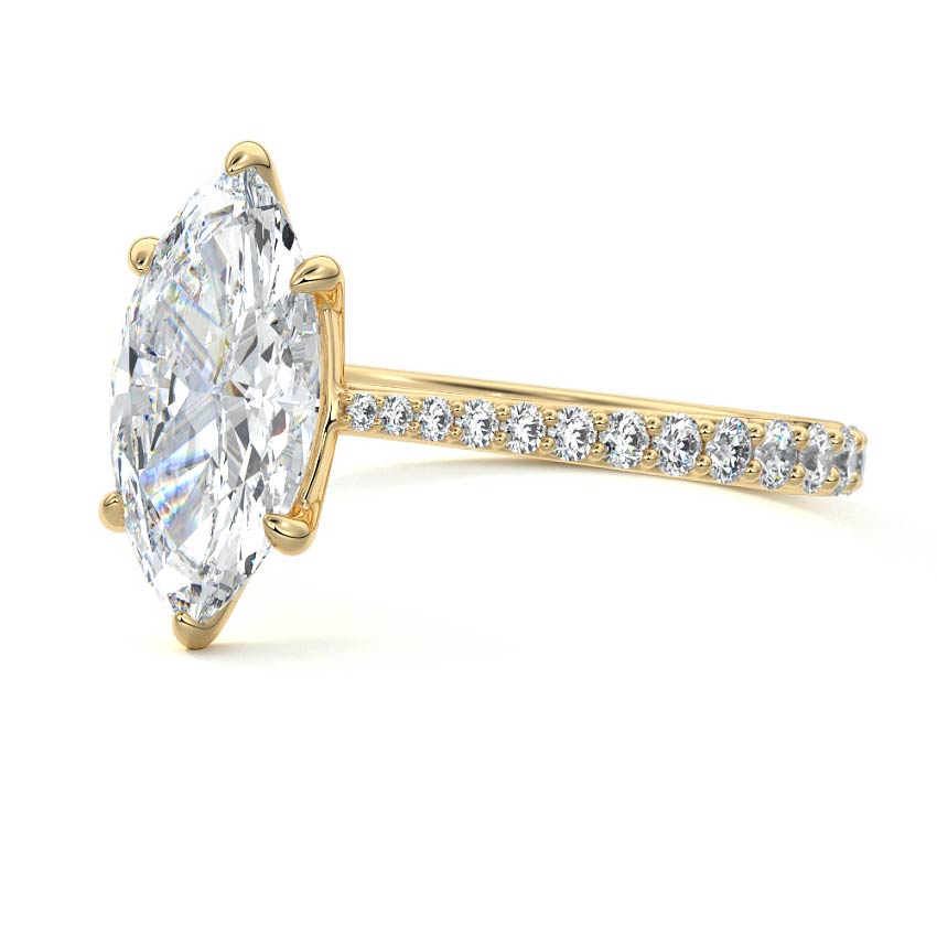 3.50 Carats Lab Grown Diamond Marquise Shape E-VS1 Pave Engagement Ring