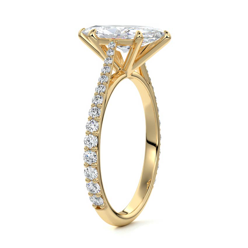 3.50 Carats Lab Grown Diamond Marquise Shape E-VS1 Pave Engagement Ring