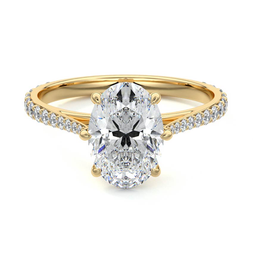 3.0 Carats Lab Grown Diamond Oval Shape F-VS1 Pave Engagement Ring