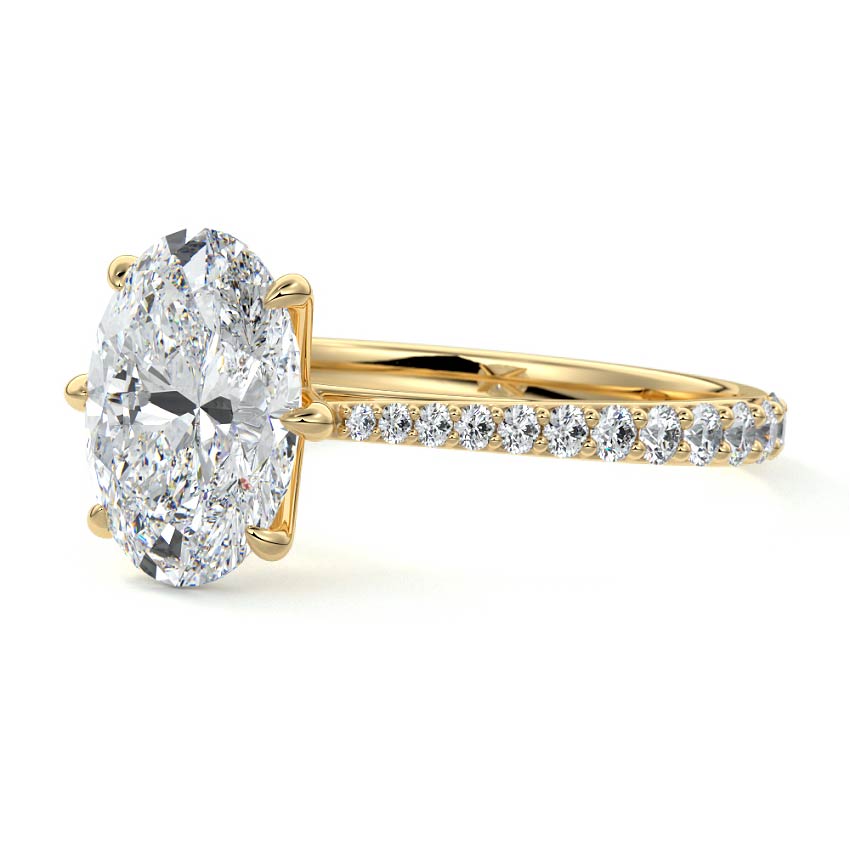 3.0 Carats Lab Grown Diamond Oval Shape F-VS1 Pave Engagement Ring