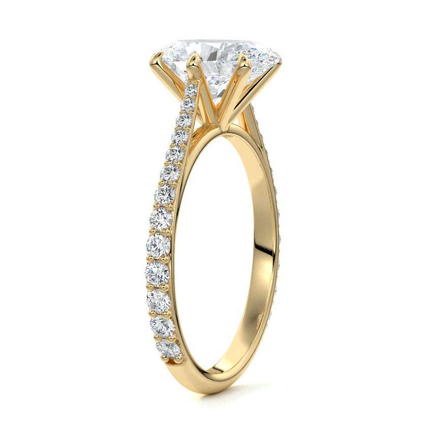 3.0 Carats Lab Grown Diamond Oval Shape F-VS1 Pave Engagement Ring
