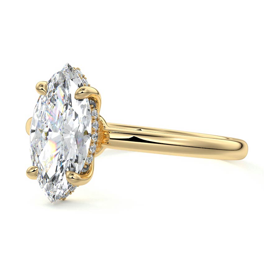 4.50 Carats Lab Grown Diamond Marquise Shape E-VS1 Hidden Halo Engagement Ring