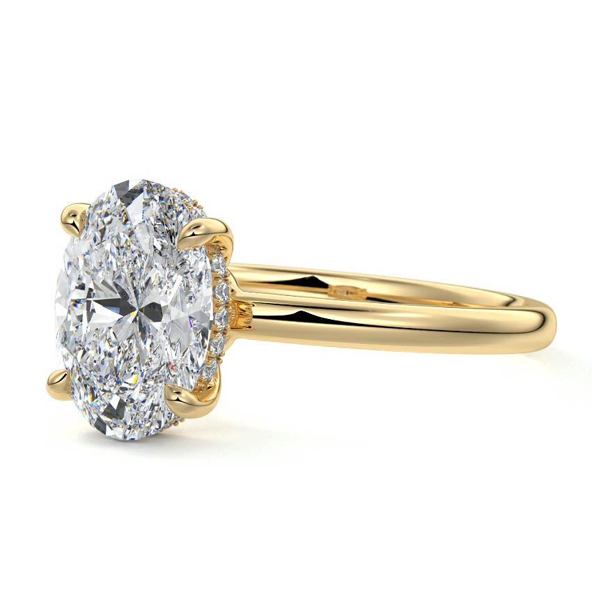 3.50 Carats Lab Grown Diamond Oval Shape E-VS1 Hidden Halo Engagement Ring